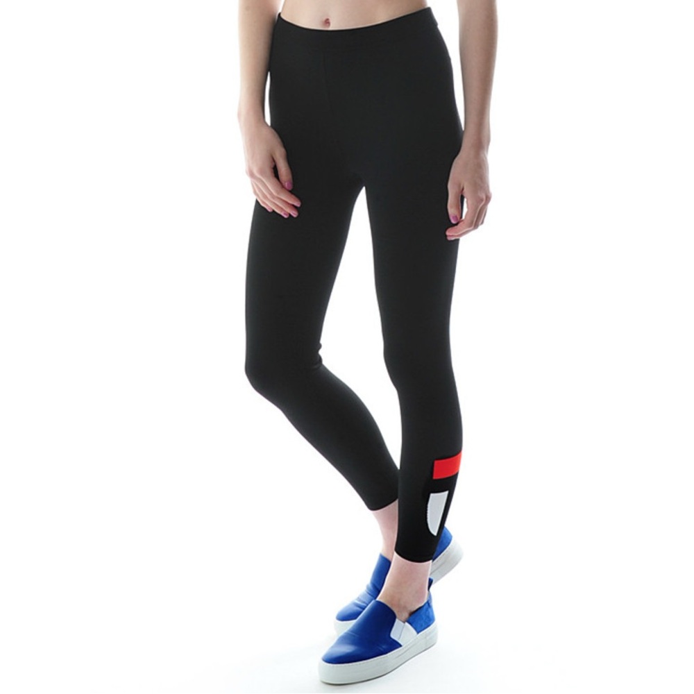 T By Alexander Wang Matte Viscose Nylon Knit T Logo Black Leggings NWT Size S